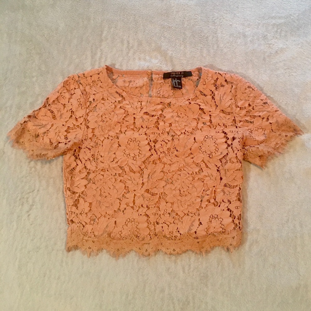 Just Peachy Lace Crop Top
